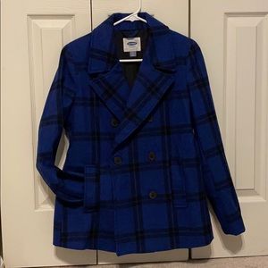 Blue Plaid Peacoat